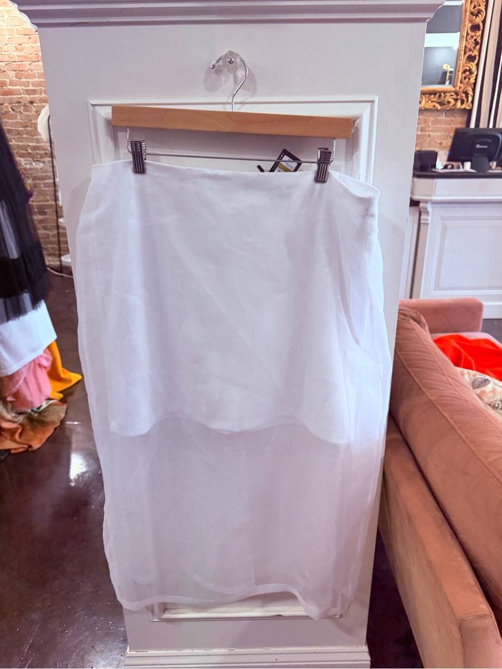 Kenneth Cole White Sheer Layered Midi Skirt